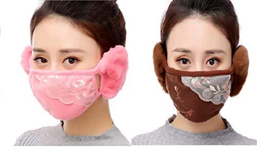 DSquared DSquared Girl\'s and Boys\' Warm Winter Face Mask with Plush Ear MufF_Pack Of 02,Pink|Brown