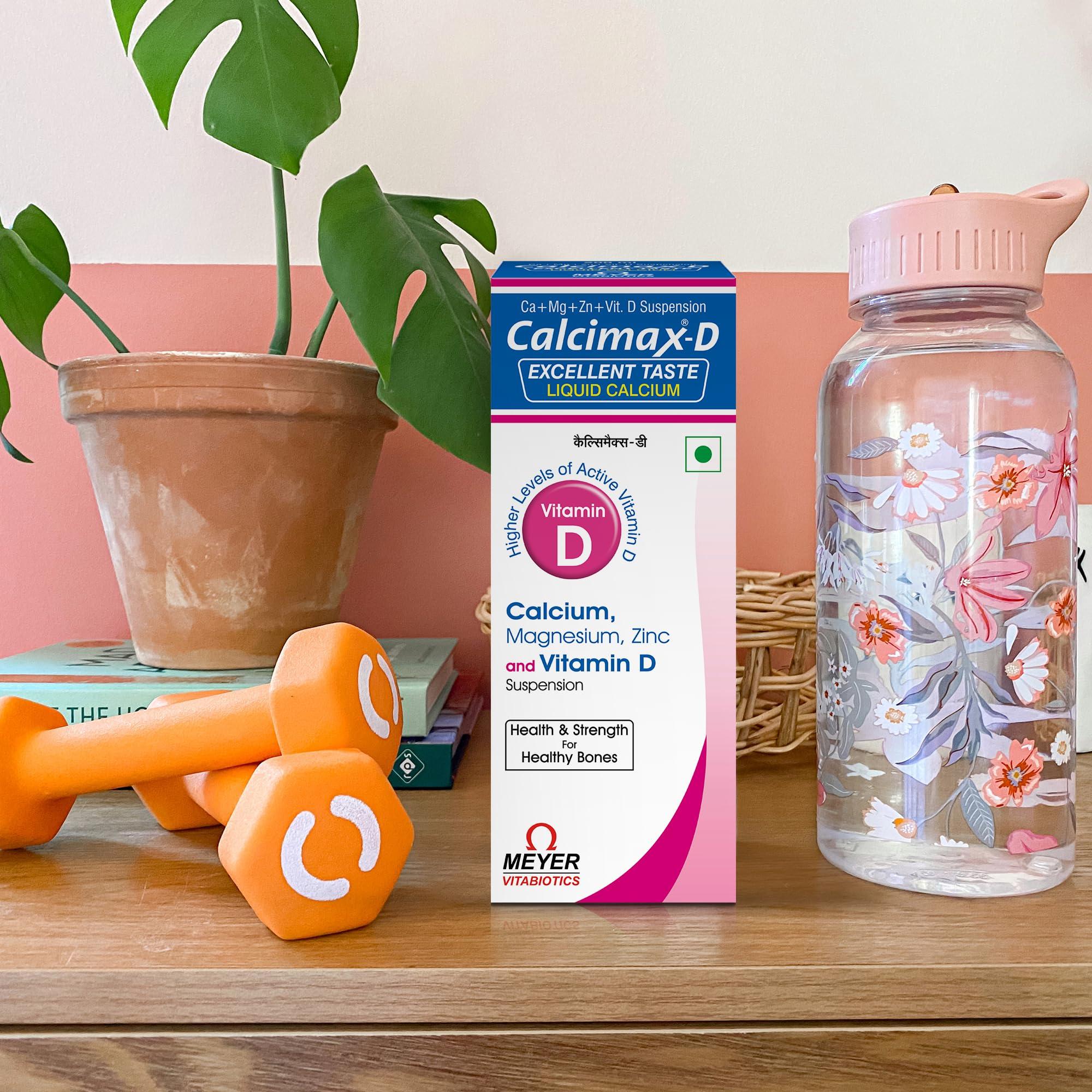 CALCIMAX Calcimax D Suspension With Active Vitamin D Is Recommended In All Ages To Support Bone Strength And Health, Prevents Calcium Deficiency| 200Ml (Pack of 2)