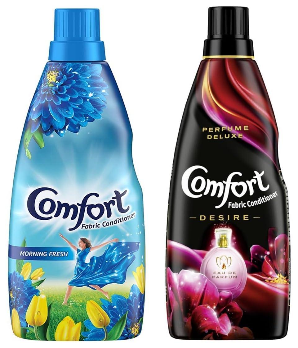 Comfort Comfort Lily Fresh Fabric Conditioner Bottle & Comfort Morning Fresh Fabric Conditioner 860 mL | After Wash Liquid Fabric Softener | Softness, Shine & Long Lasting Freshness