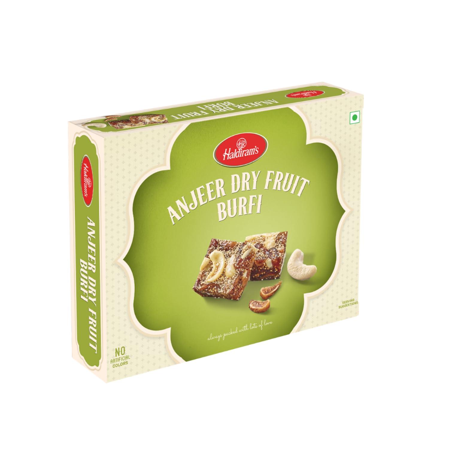 Haldiram’s Haldiram\'s Anjeer Dry Fruit Burfi 400g | Indian Mithai | Anjeer Barfi | Premium Handcrafted Traditional Sweets | No Artificial Colours, Flavours and Preservatives | Indian Sweets Gift Pack | Pack of 1