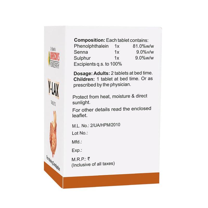 BAKSON\'S HOMEOPATHY Dr. Bakshi\'s BAKSON\'S HOMOEOPATHY Y-Lax Tablets- 90 Tablets (2 Pack of 45 Units)
