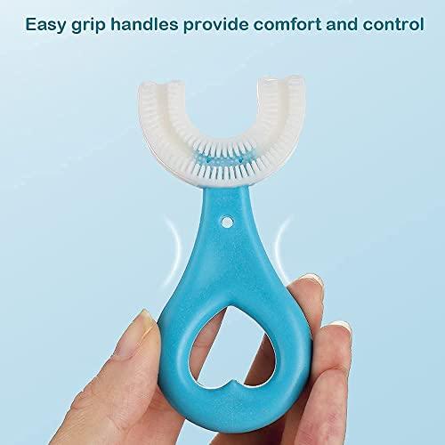 MYAU Silver Flix Kids U-Shaped Silicone Toothbrush Food Grade Soft Silicone Brush Head 360° Oral Teeth Cleaning Design for Toddlers and Children