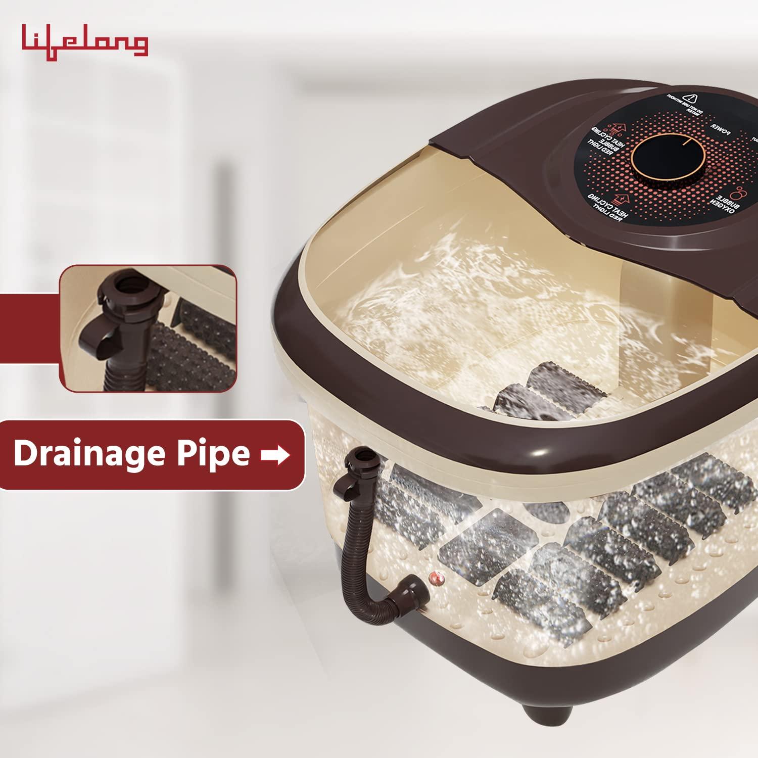 Lifelong Lifelong Foot Spa Massager Machine for Pain Relief - Leg Massager for Home with 12 Rollers with Water Heating Function, Digital Panel, Bubble Bath for Pedicure Tub - Foot Care and Relaxation at Home