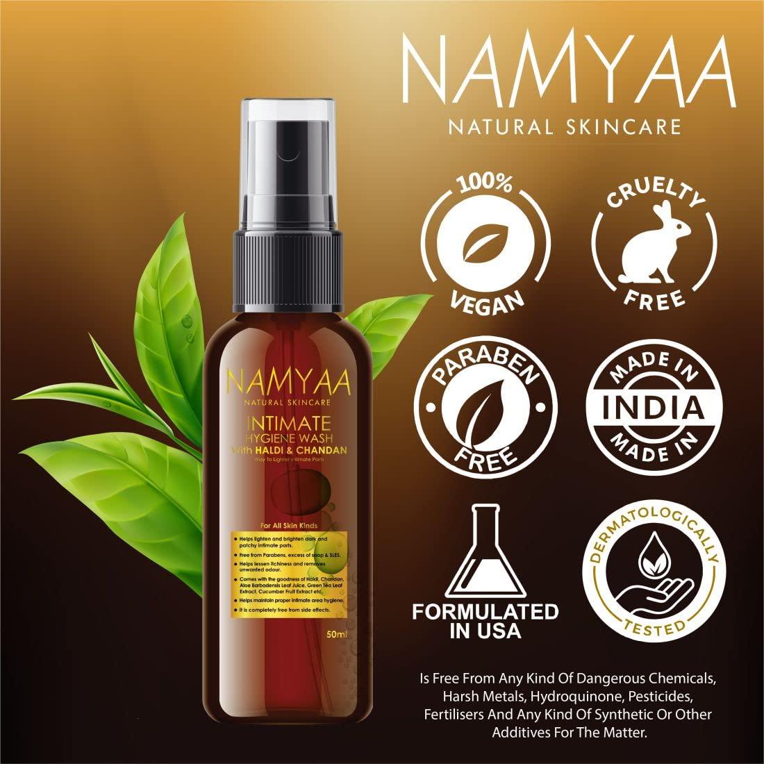Namyaa Namyaa Haldi Chandan Intimate Hygiene Wash | With Germ and Odour Protection | pH Balanced 50ml