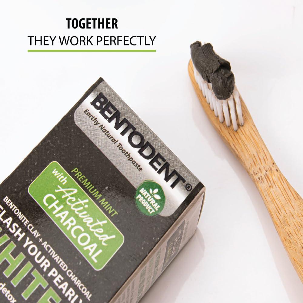 BENTODENT TOOTHPASTE Bentodent toothpaste - Teeth Whitening Products | Activated Charcoal Mint Teeth Whitening Toothpaste | Enamel Safe, Natural | Foam free, Fluoride Free - (Pack of 2 Teeth Whitening Products)