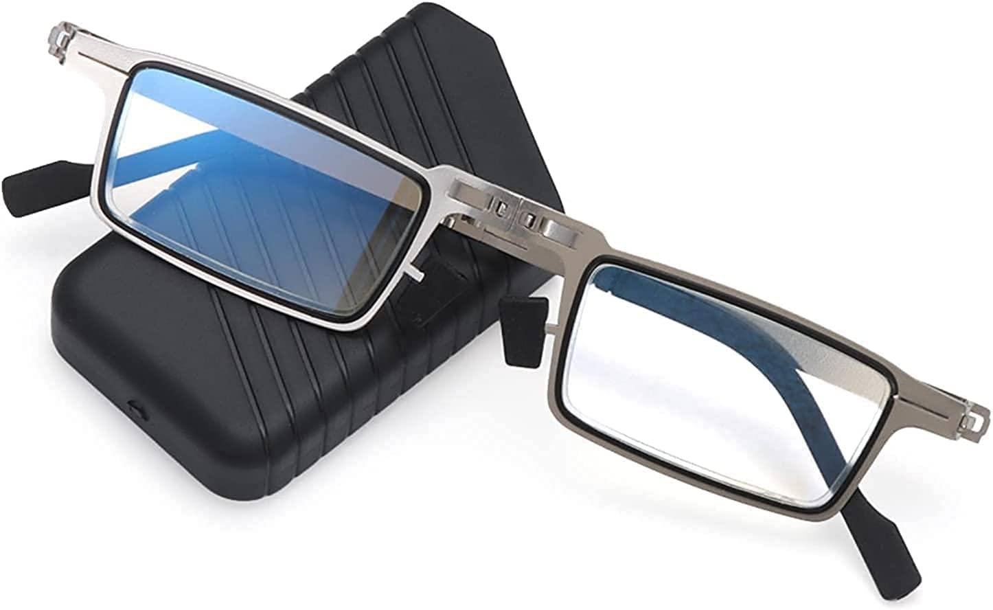 Agabani Agabani Ultra-light and Thin Foldable Reading Glasses Folding Readers for Men Women Compact Portable Rectangle with Hard Case Pocket Computer Glasses(1.0 x)