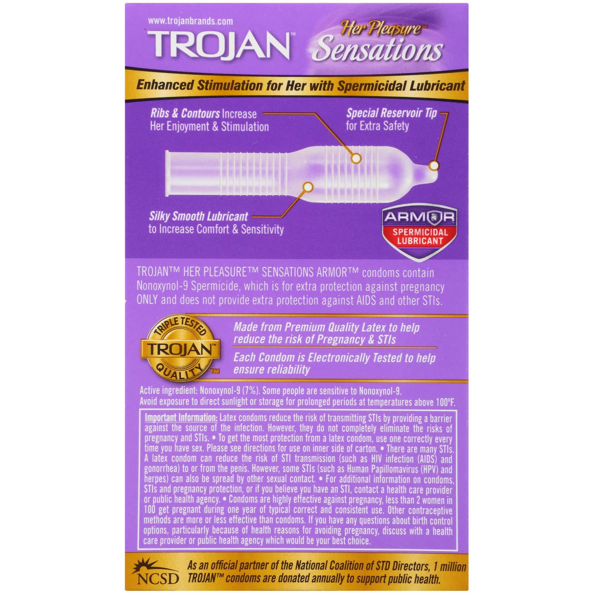 Trojan Trojan Her Pleasure Sensations Spermicidal Condoms, 12 Count
