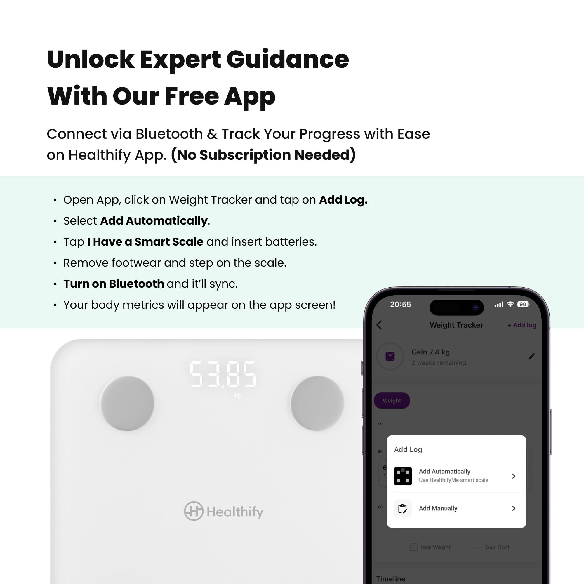 HealthifyMe HealthifyMe Smart Scale Get Data Driven Smart Weight Loss and Track 11 Plus Key Body Metrics in HealthifyMe App|1 Month FREE HealthifyMe Smart Plan| 2 years Warranty (White)