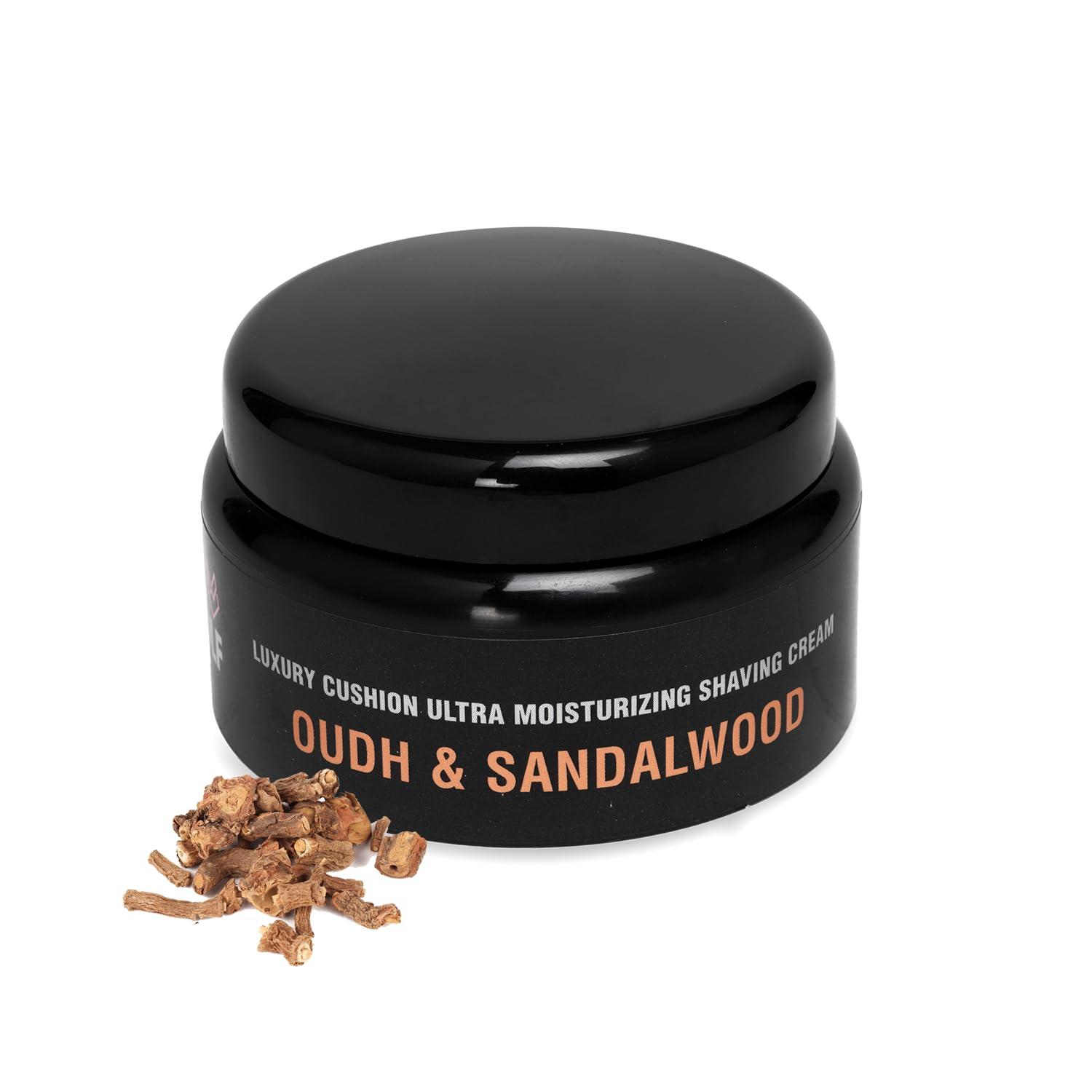 Pink Woolf Pink Woolf Moisturizing Oudh & Sandalwood Shaving Cream For A Close, Comfortable, Irritation Free Smooth Shave, Smells Great, Hydrate, Soften Beard - 100 G