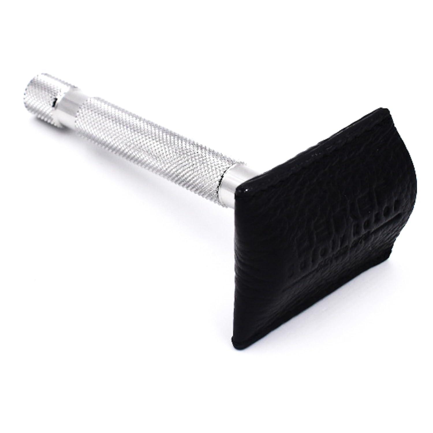 Parker Safety Razor Parker's Genuine Leather Double Edge Safety Razor Protective Sheath/Travel Cover - Fits All Standard Safety Razors - Color: Black