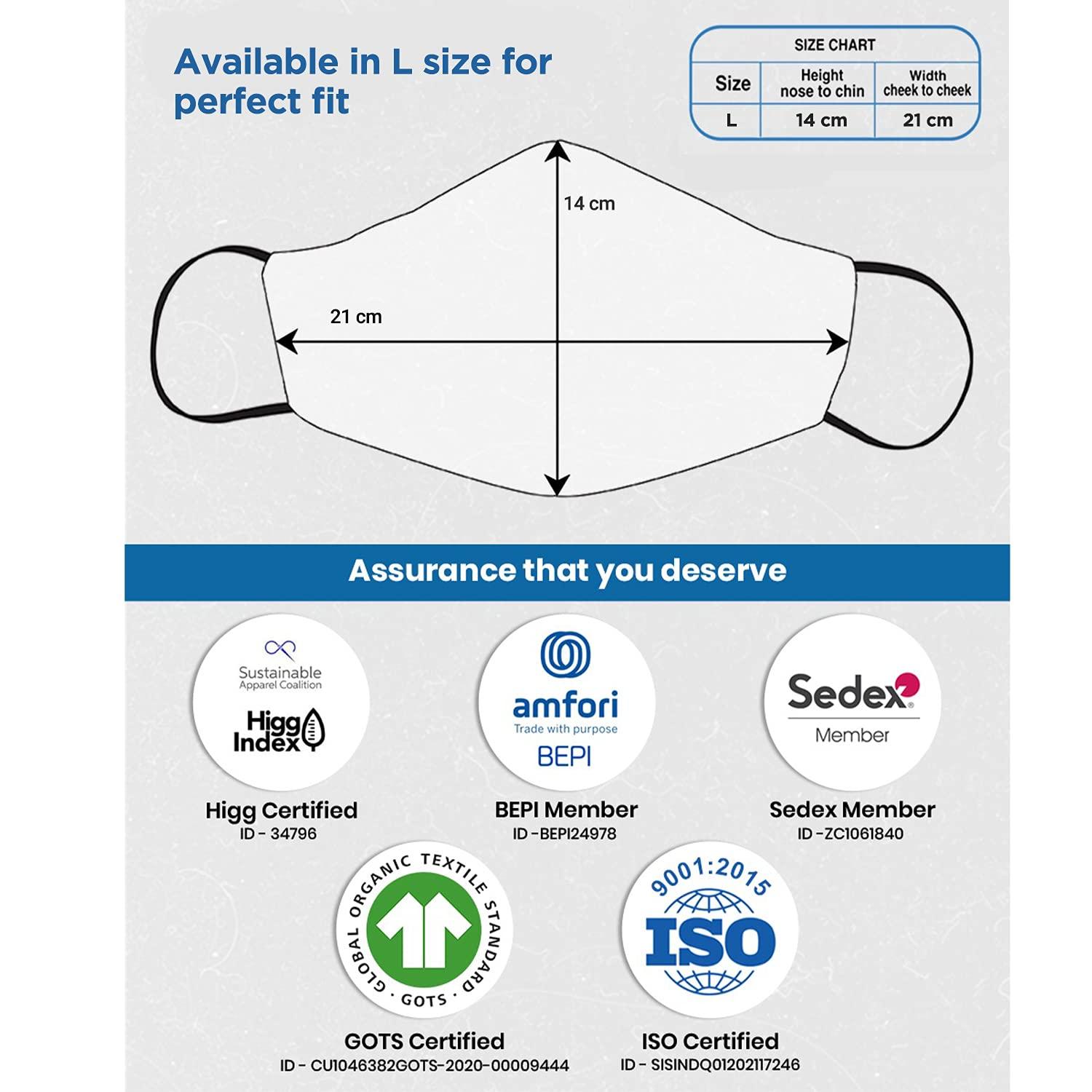 MASQ MASQ By Q-One Devil-Combo Breathable Protective Reusable Washable Masks, Anti-Bacterial (BFE>99%) 4 Layer Embroidered, Fashionable Cotton Cloth Face Mask for Men and boys with Ear Adjusters