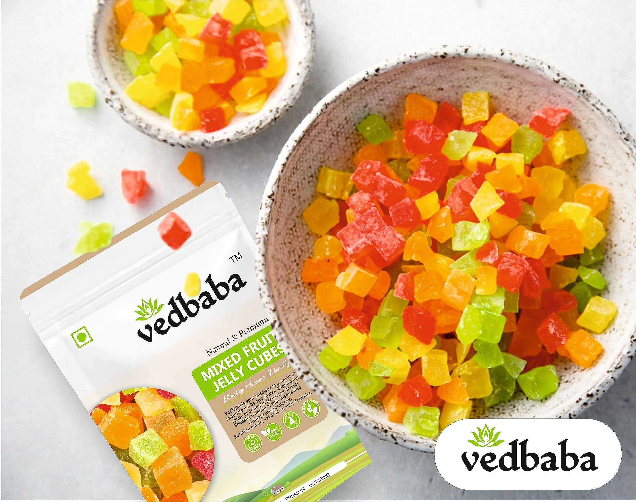 Ved Baba Vedbaba Mixed Fruit Jelly Cubes - 400 GM | Soft Candy Sugar Coated Jelly Bites Cubes | Dessert Toppings | Ready to Eat Sweets for Kids and Adults