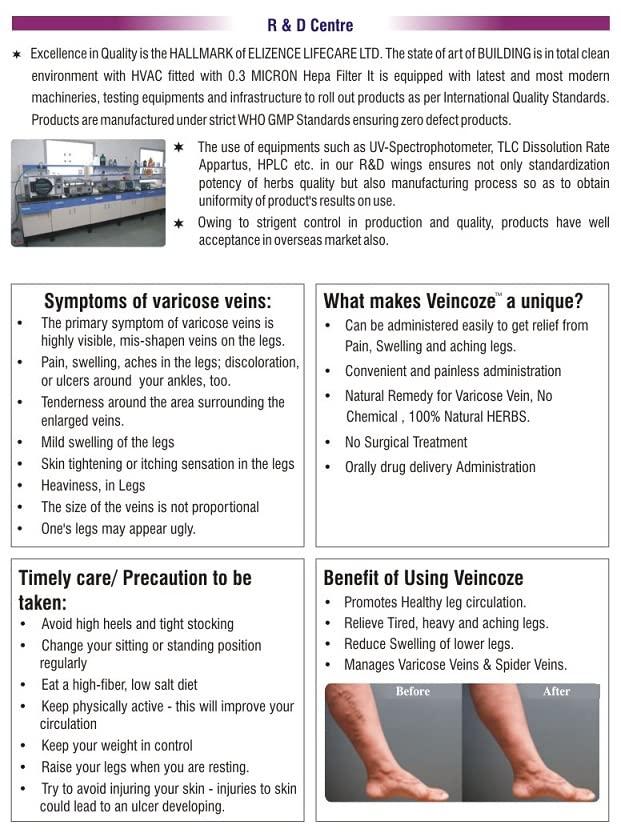 Veincoze Veincoze Capsule Pack Of 3 20 Capsule for Management Of Varicose Veins, Spider Veins, Varicocele Helps reach the root cause of varicose veins Reduces Cramps, Itching & Swelling