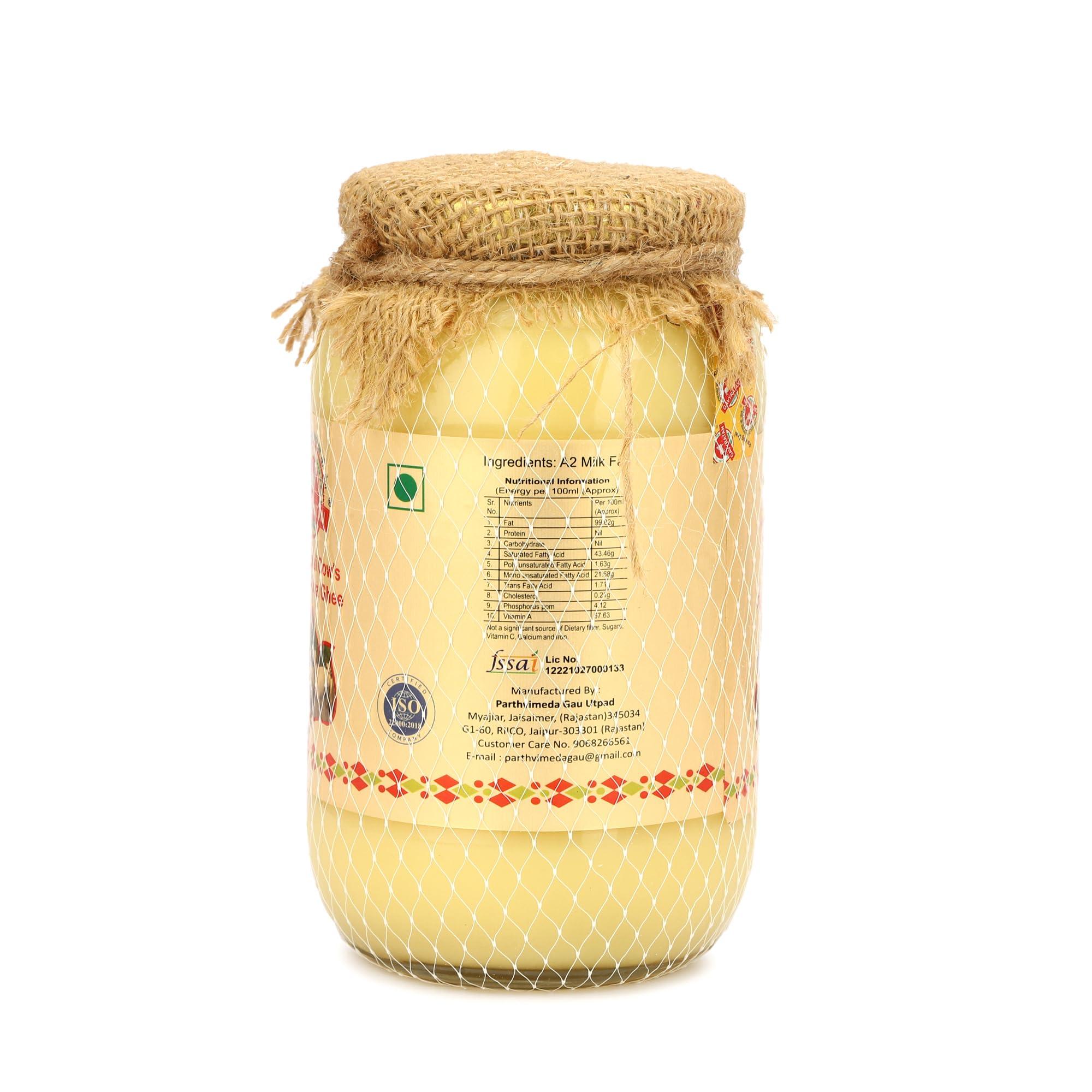 GAVYRATAN GAVYRATAN 100% Pure Tharparkar A2 Cow Ghee: Made Using Traditional Bilona Method in Glass Jar - Non GMO and Organic (Pack of 2)