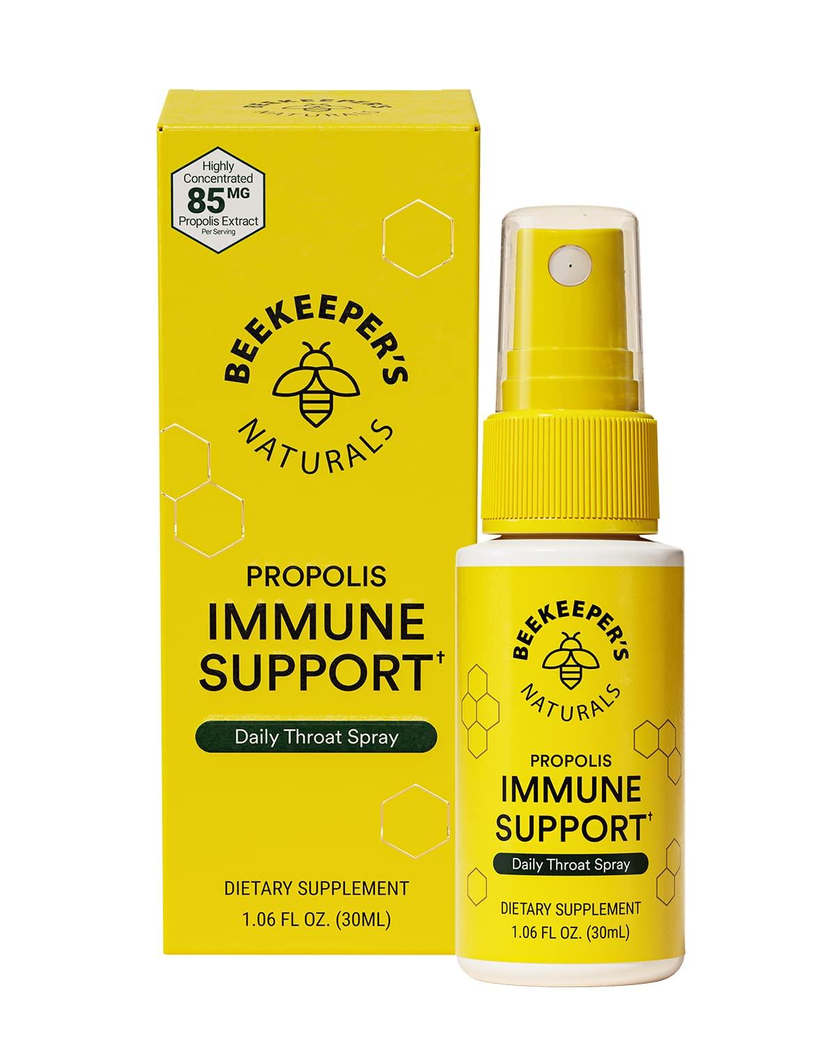 Beekeeper\'s Naturals Bee Propolis Throat Spray by Beekeepers Naturals | Premium 95% Bee Propolis Extract | Natural Throat Relief and Immune Support | Great for Kids : Bee Propolis Spray