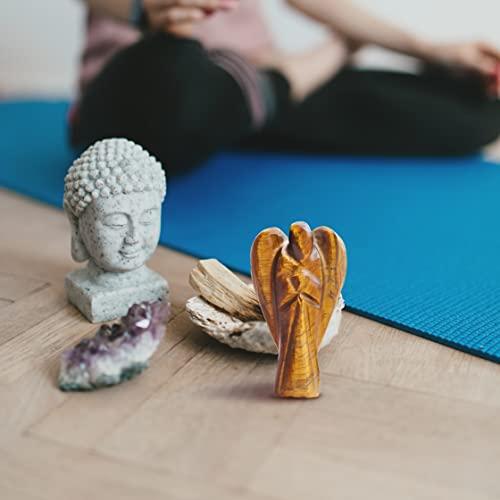Reikved Crystal Angel Figurine - Guardian Angel - Crystal Pocket Angel - Pocket Guardian Angel - Healing Crystal for Good Luck - For Prayer Peace - Size 2 Inch Approx. (Tiger Eye Angel)