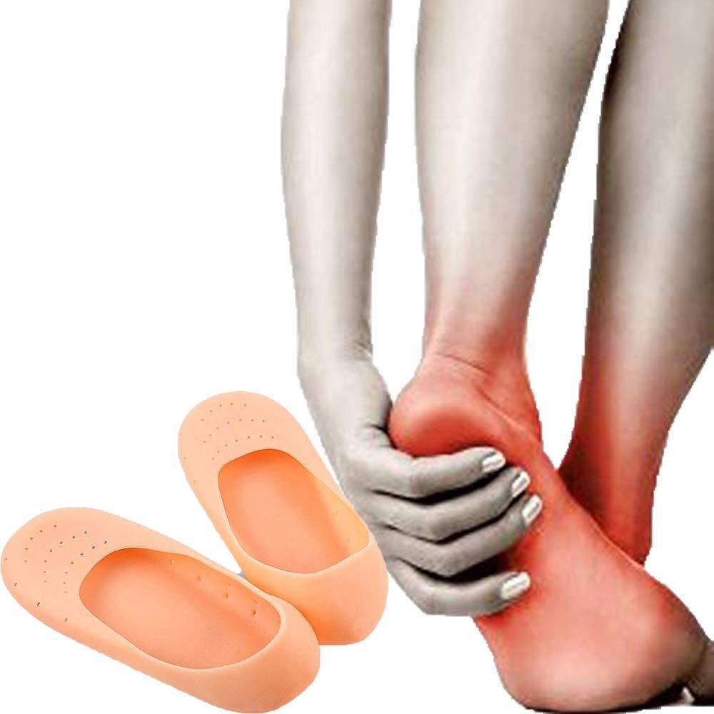 Nexomi Nexomi Anti-Crack Full Length Silicone Gel Foot Protector Moisturizing Socks For Foot Care And Heel Cracks (Skin Color) (Small/Medium)