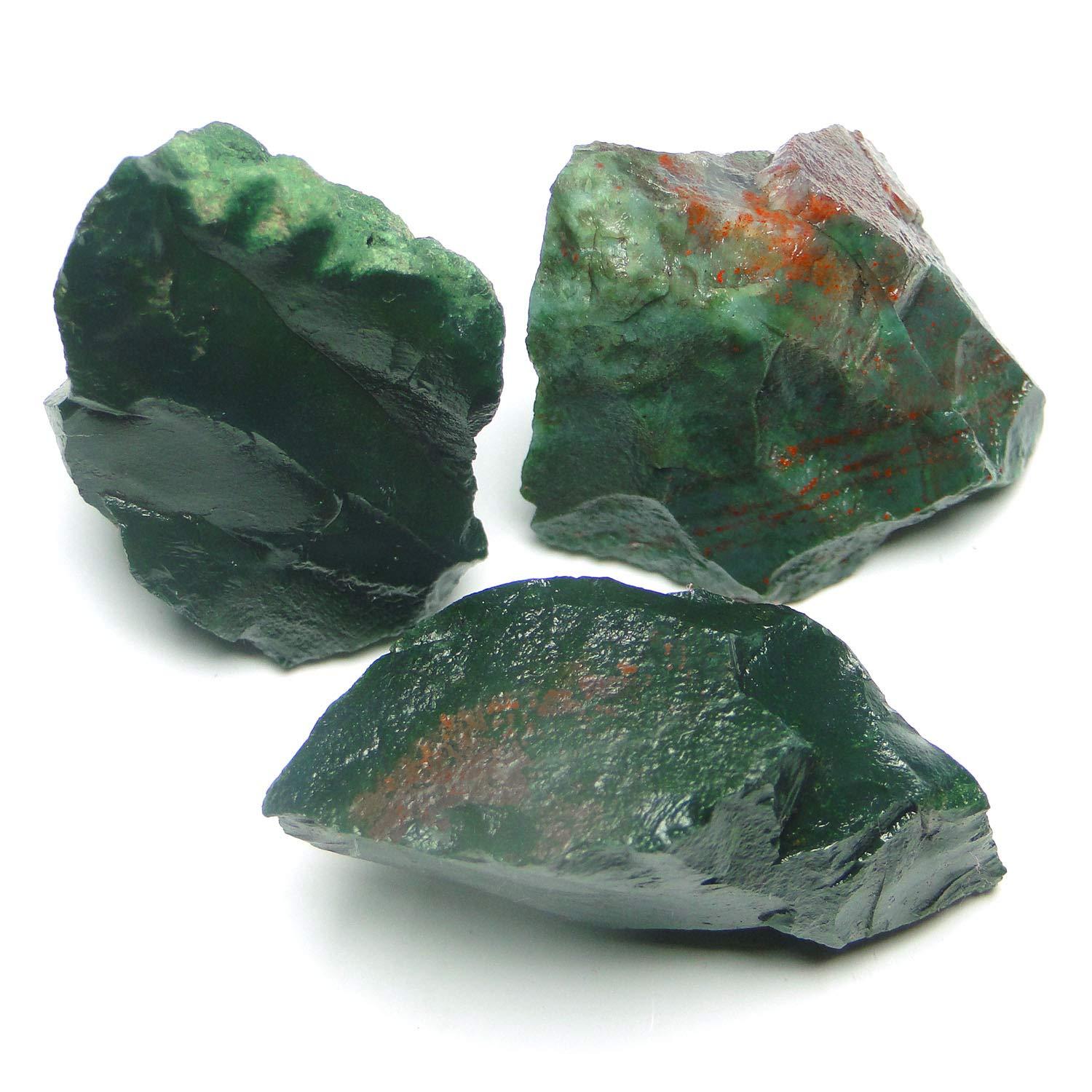 Nature's Crest Nature's Crest Blood Stone Natural Energized Raw Rough Chunks for Vastu Healing Mediation Reiki & Pooja (3 Pcs Pack)