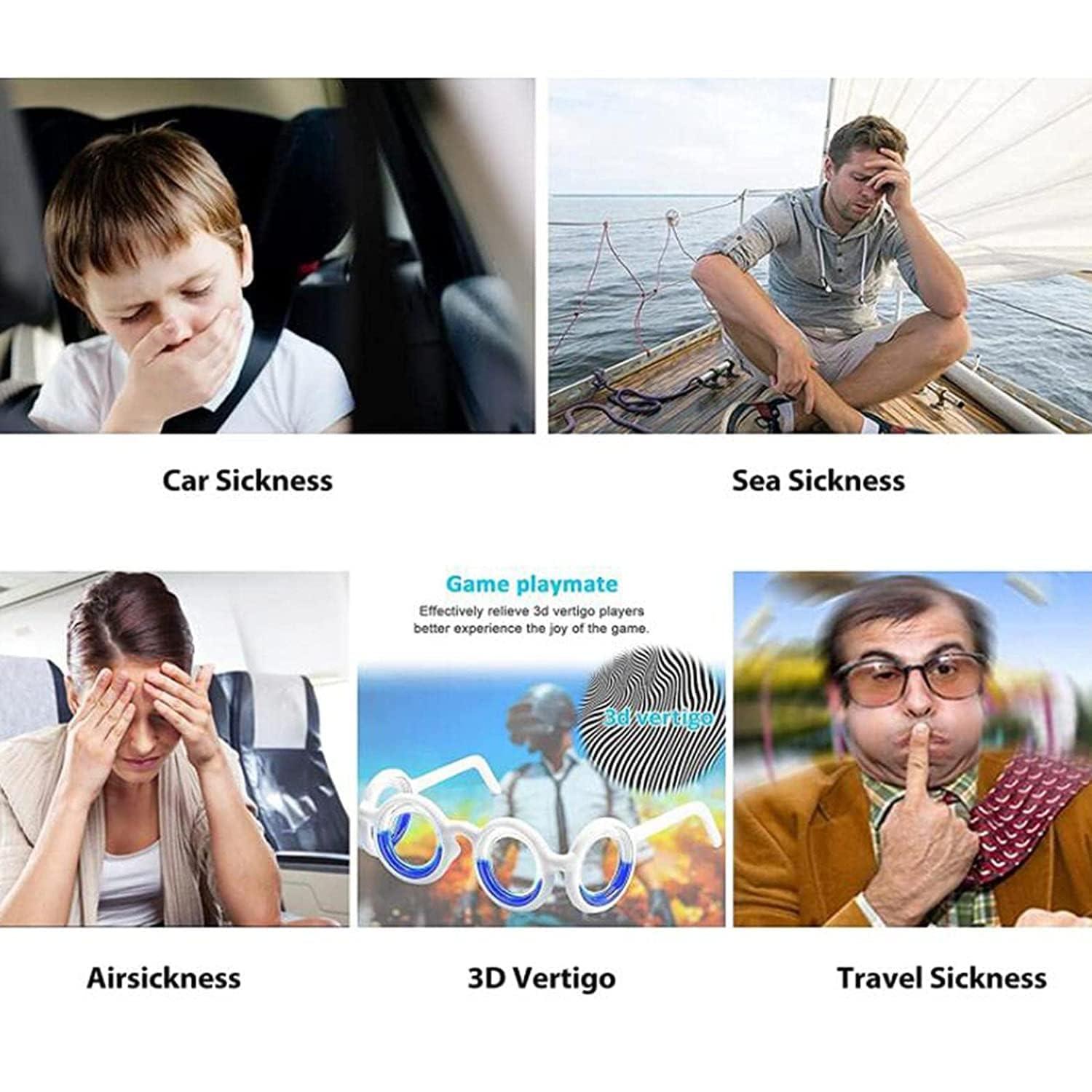 NIVAKINI NIVAKINI Anti-Motion Car Sickness Control for Kids Glasses Vomiting Glasses Relieve Airsickness Seasickness Goggles Light Portable Travel Vomiting Glasses Nausea Vertigo Relief Migraine glasses Suitable For Adults & Children Blue Gaming Glasses No Le
