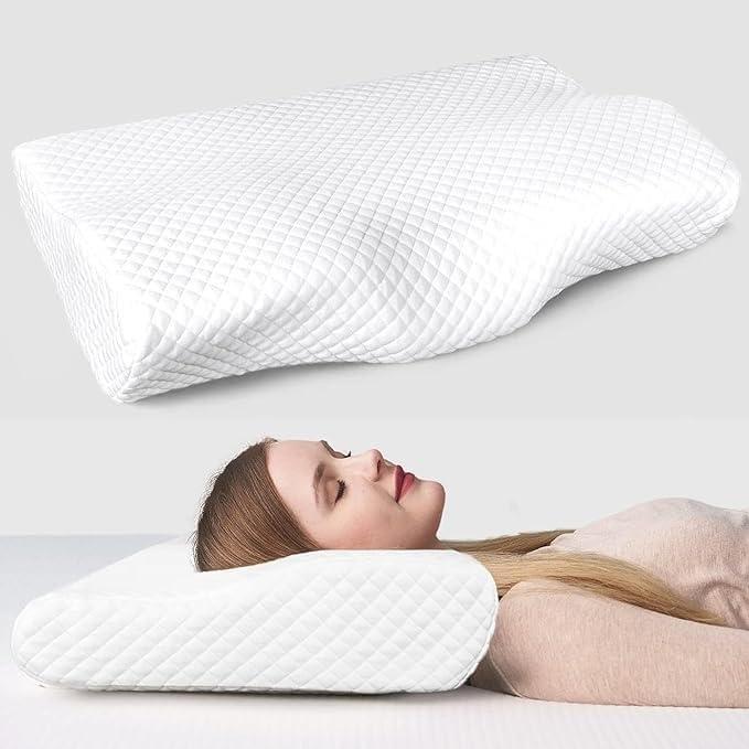 MASHUR FAB MASHUR FAB Contour Cervical Memory Foam Pillow with Extra Curve for Neck Support | Relief from Neck Pain & Shoulder Stiffness (Pack of 1)