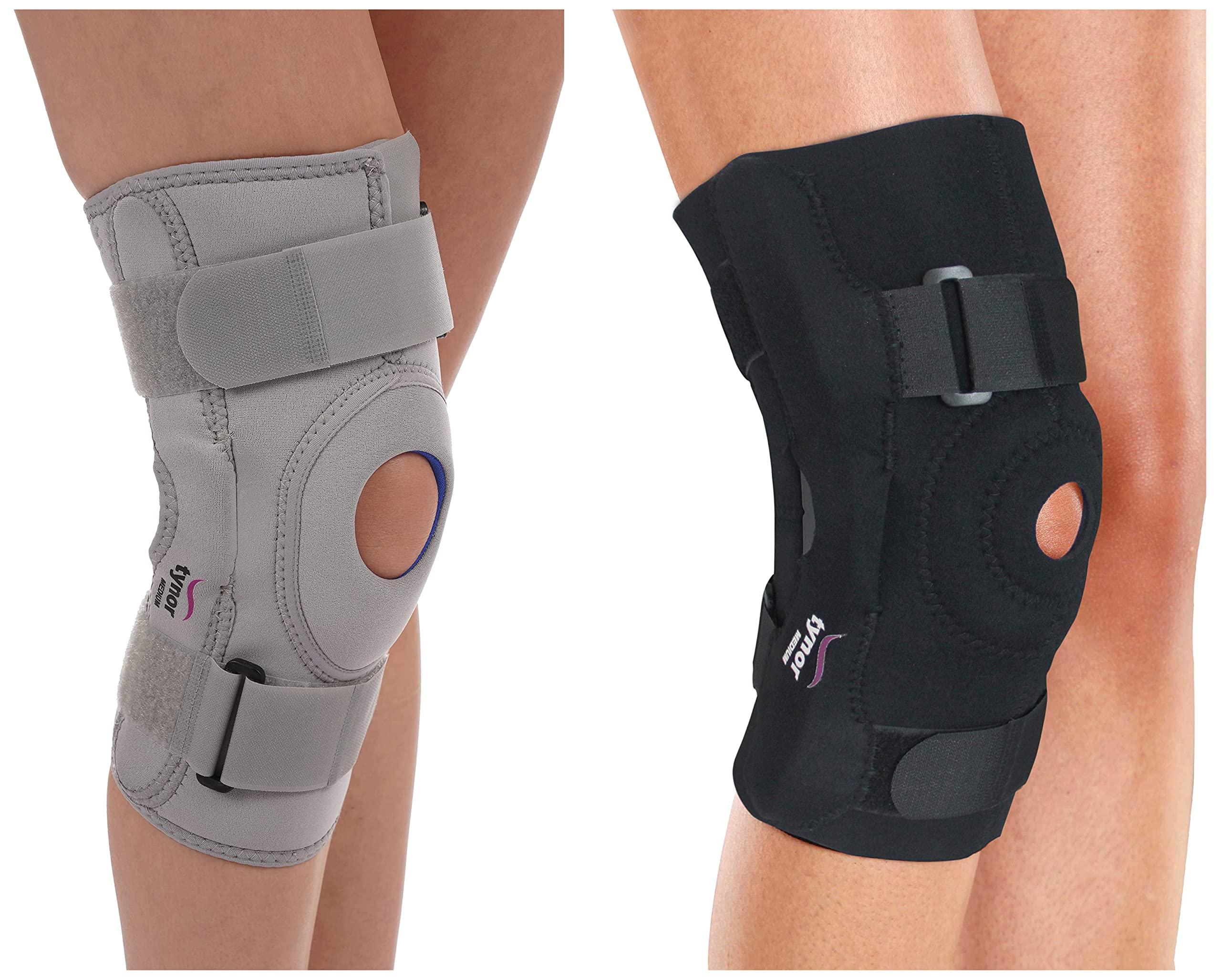 TYNOR TYNOR Knee Support Hinged (Neoprene), Grey, Large, 1 Unit & Knee Wrap Hinged (Neo), Black, Large, 1 Unit