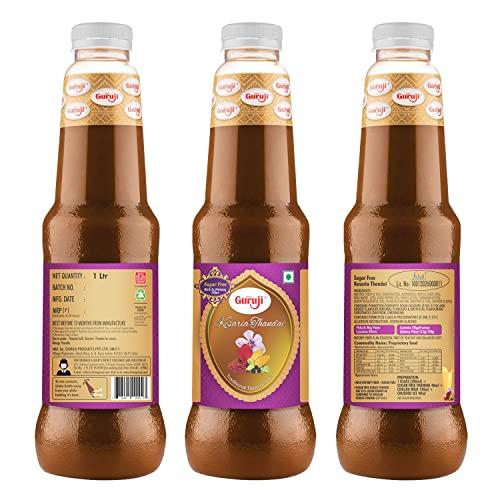 SHREE Guruji Shree Guruji Sugar Free Kesaria Thandai & Rose Sharbat Combo Pack Milk Beverage Refreshing Drink for Summer Dry Fruit Syrup Sharbat Instant Drink (1 Litre)