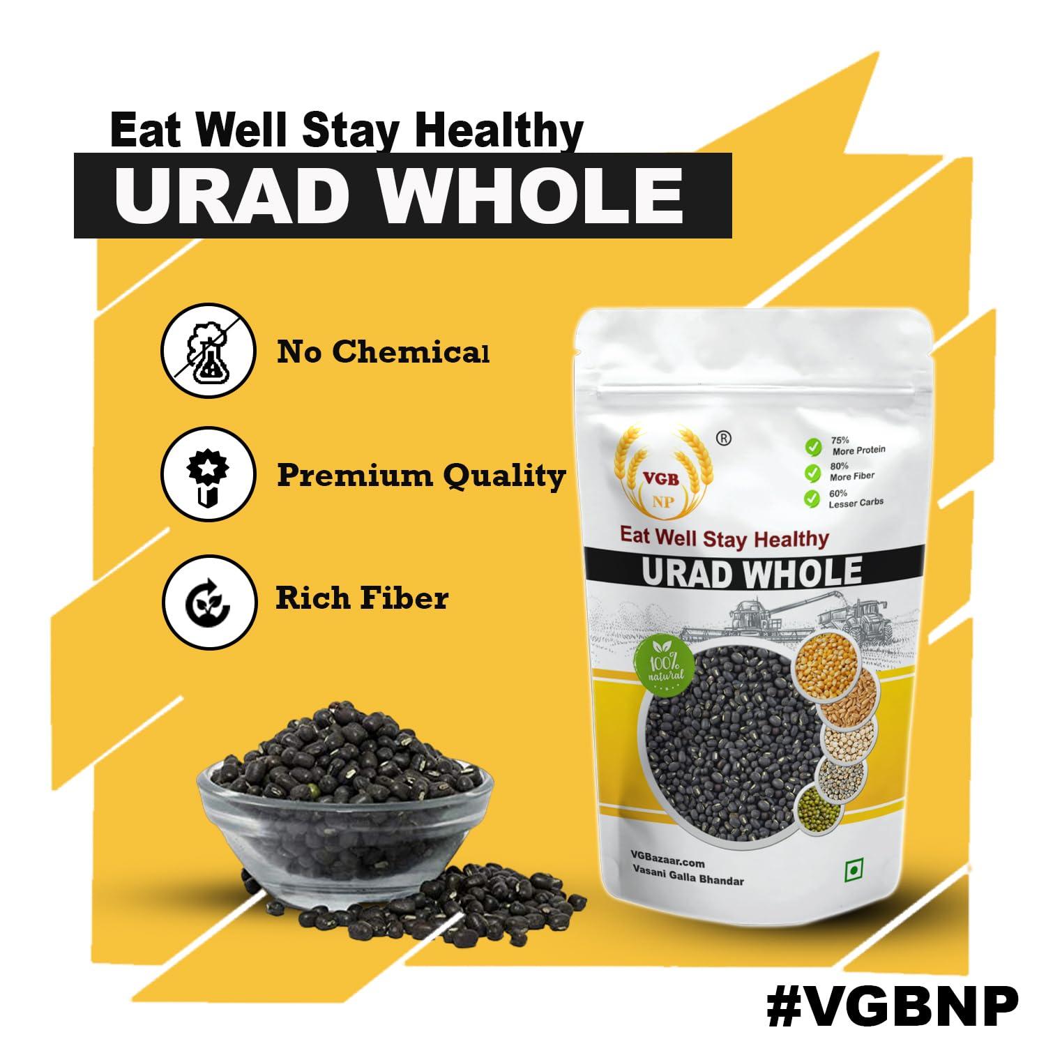 VGBNP VGBNP Natural Whole Black Urad Dal (Kali Urad dal) Unpolished Black Urad Dal, Sabut Urad ki dal (khadi Urad, Black Gram Whole) Healthy & immunity builder Urad dal - 2kg