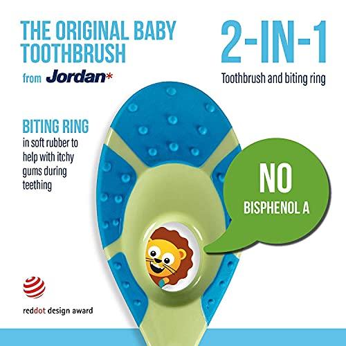 Jordan Jordan Step 1 Baby Toothbrush, 0-2 Years, Soft Bristles, BPA Free (Pack of 4, 0-2 Years - Multi Color)