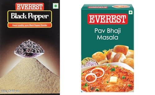 Pink Delight Everest Black Pepper Powder100 Gm| Everest Pav Bhaji Masala 100 Gm| Pack of 2| 200 Gm+ Spice Sprinkler