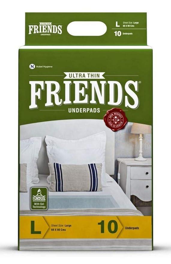 Generic Friends Classic Underpads, Large 60 X 90 cm, Super Absorbent Polymer & Soft Surface, (Pack of 8 X 10) 80s Value Pack Sold by MS Traders