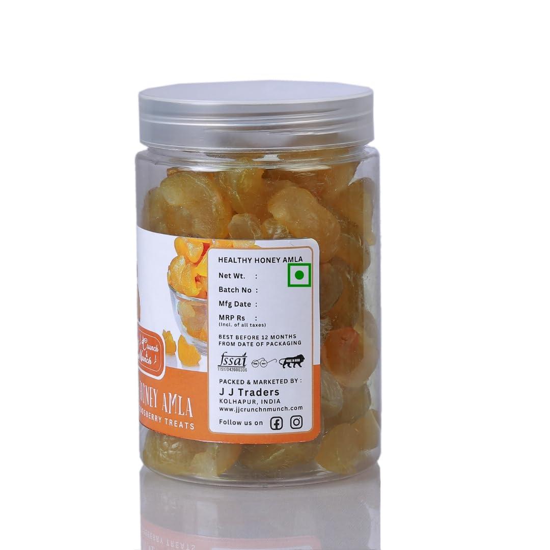 J J crunch N munch J J crunch N munch Honey Amla Candy Purely Honey Processed Sugar-free Dry Amla Candy Best For Eyes, Hairs Low-Calorie Dry Fruit Snack And 100% Natural Honey Sweetened Snack(Pack of 250 Gm)