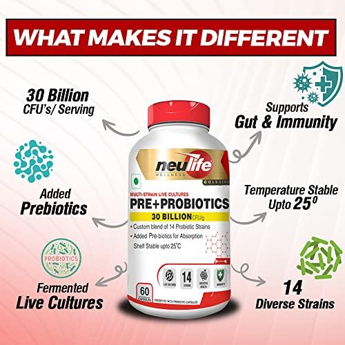 Neulife NEULIFE (Vitrovea) Temperature Stable PROBIOTICS Supplement 30 billion CFU for Men & Women, 14 Strains Live Cultures (120 caps)