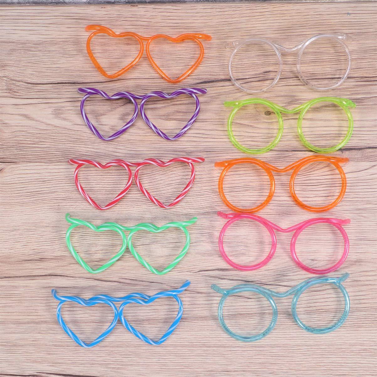 TOYANDONA TOYANDONA Fun Drinking Straw Eye Glasses 20 Pcs DIY Straw Tube Sets Flexible Crazy Straws Glasses for Kids Adult Party Birthday, Wedding, Bar Party Favors