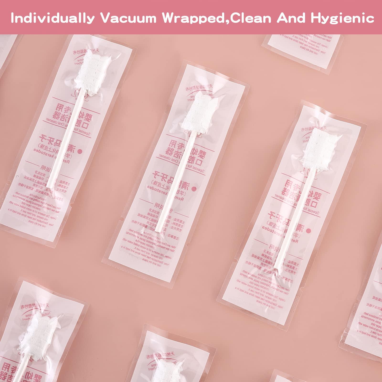 Mokoala Baby Tongue Cleaner, Infant Oral Cleaner, 60pcs Disposable Baby Gums Cleaner, Soft Gauze Toohthbrush Newborn Oral Cleaning Stick Dental Care for 0-36 Month Baby