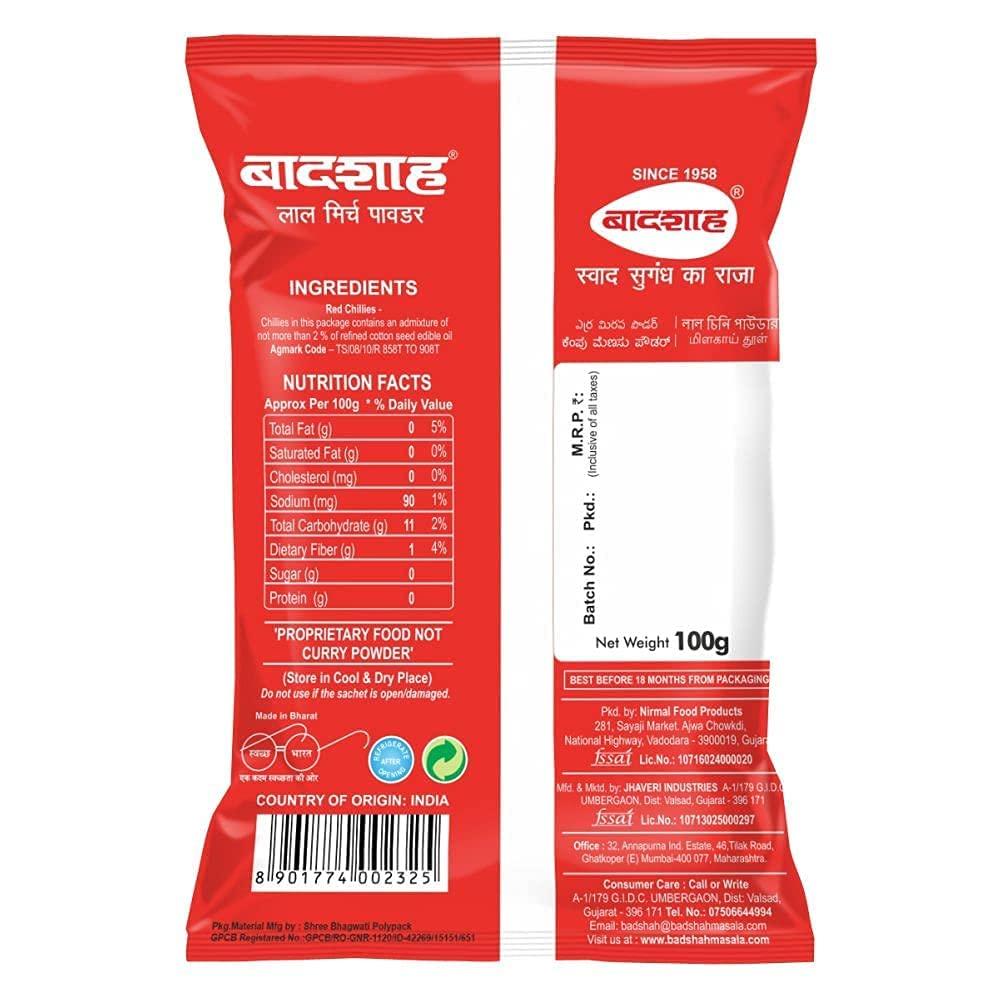 Badshah Badshah Red Chilli Powder - 200g (Pack of 2, 100gx2) | Unique Blend of Spices for Earthy Aroma & Rich Taste | Spice for Regional & Traditional Recipes