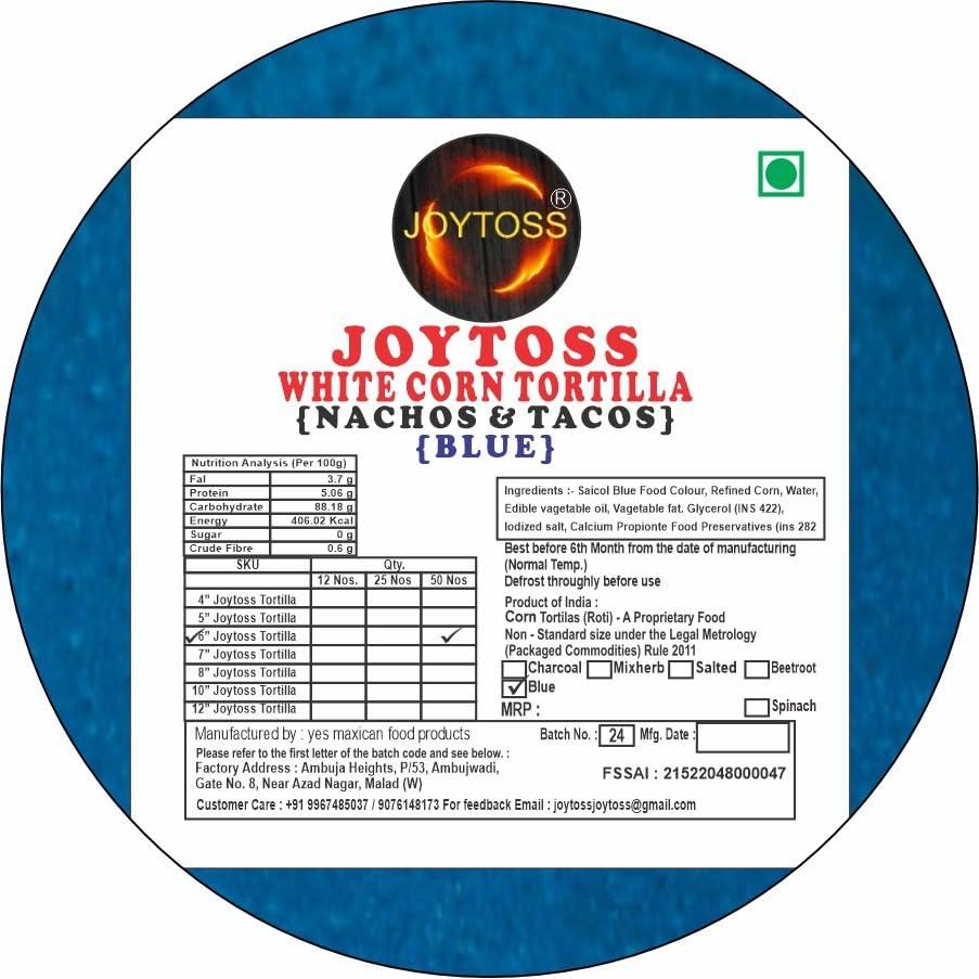 JOYTOSS JOYTOSS Blue Corn Tortilla Wrap | Fresh Taste & Soft Texture l Best for Wraps, Tacos, Nachos & Rolls l Ready to Eat Healthy Food - Pack of 50 Pcs