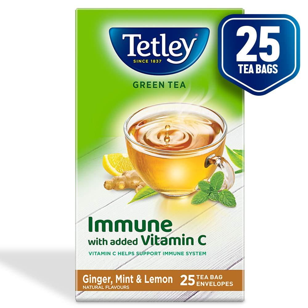 Tetley Tetley Long Leaf Original | All-natural Green Tea with Anti-Oxidants | Green Tea | 500g & Tetley Green Tea Bags, Ginger Mint Lemon, 25 Tea Bags