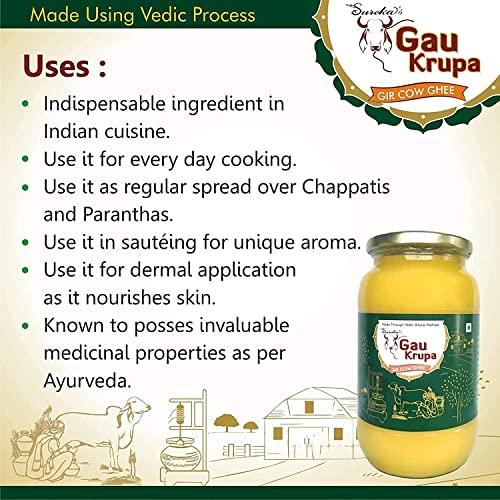 GauKrupa GauKrupa A2 Gir Cow Pure Gir Cow Desi Ghee A2 | a2 Bilona Method Desi Ghee | 100% Desi Gir Cow | Grassfed, Cultured, Premium & Traditional Ghee 1L (1000 Ml (Pack of 1))