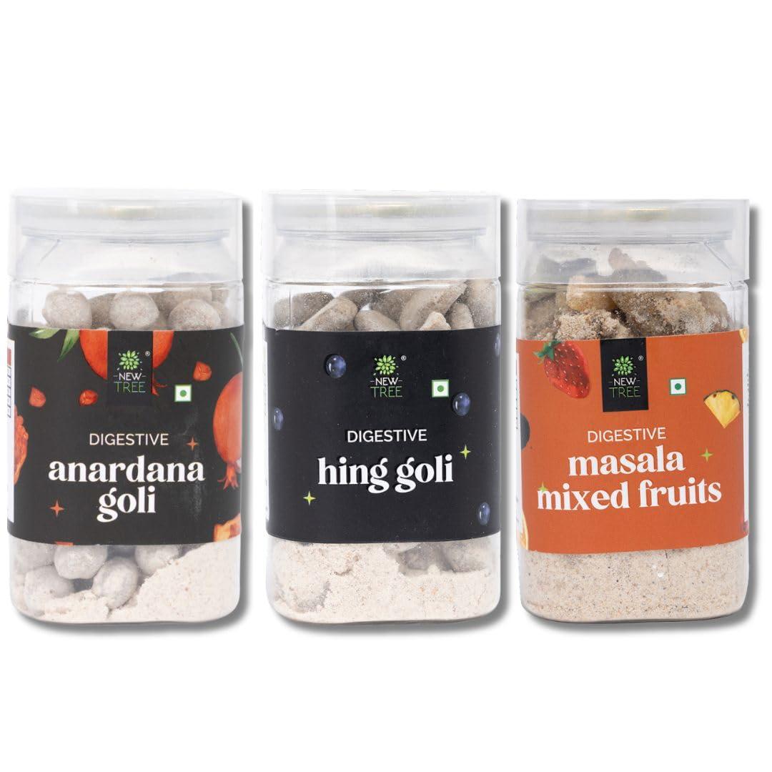 New Tree New Tree Anardana Goli, Hing Bites and Chatpata Fruit Bhel, Combo of 3 (Total Weight: 540gm) || Sweet & Chatpata Candy II