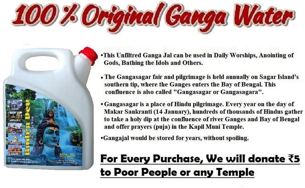 Rudra Dev Rudra Dev 5 Litre Gangasagar Ganga Jal for Puja, Directly Collected from Gangasagar (Hand Collected, 5 LTR.)