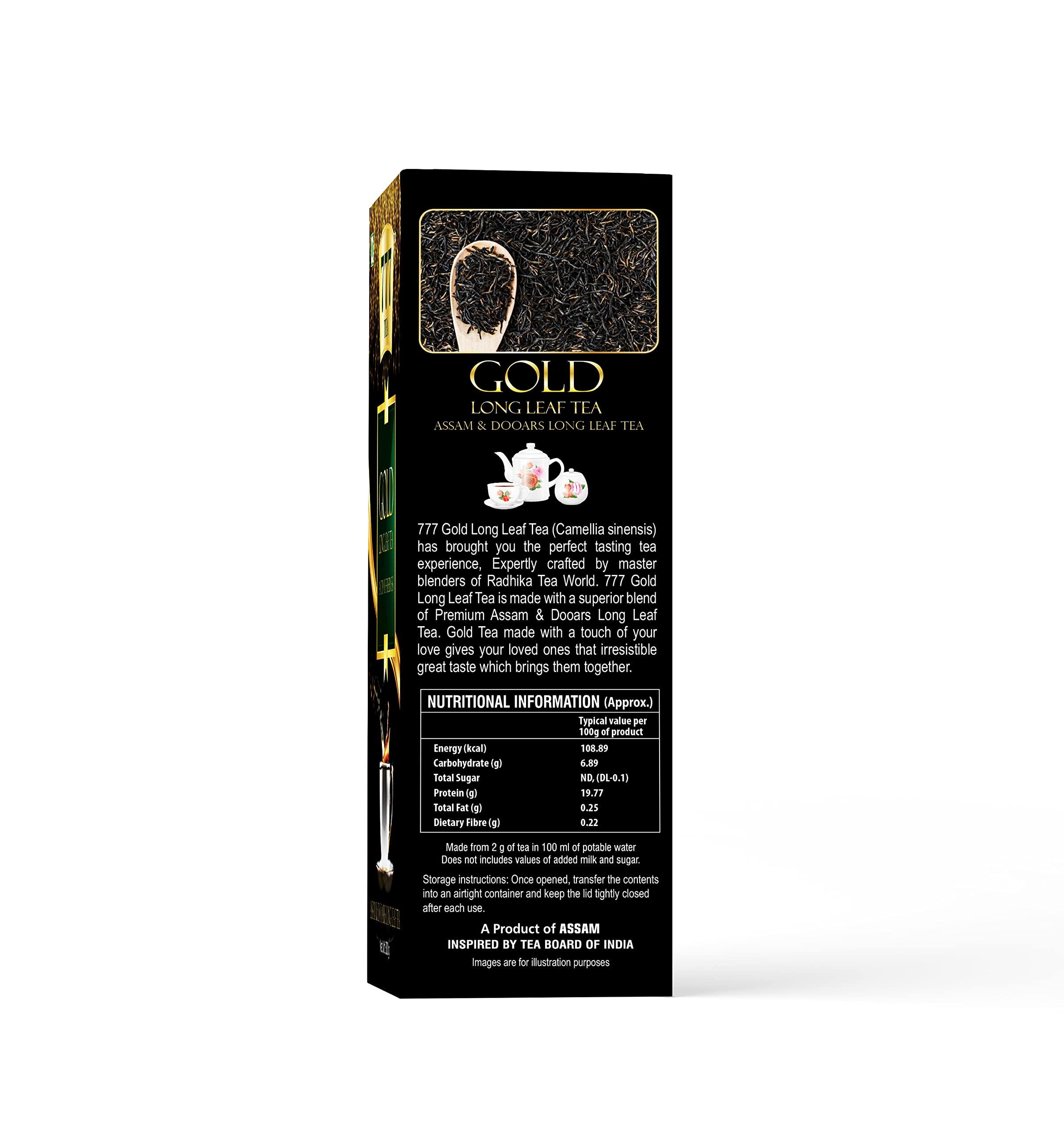 777 777 Tea Gold Long Leaf Tea | Assam tea | Rich & Aromatic Chai | Black Tea | Tea Leaf | Chai Patti (Pack Of 3, 500 GM Each)