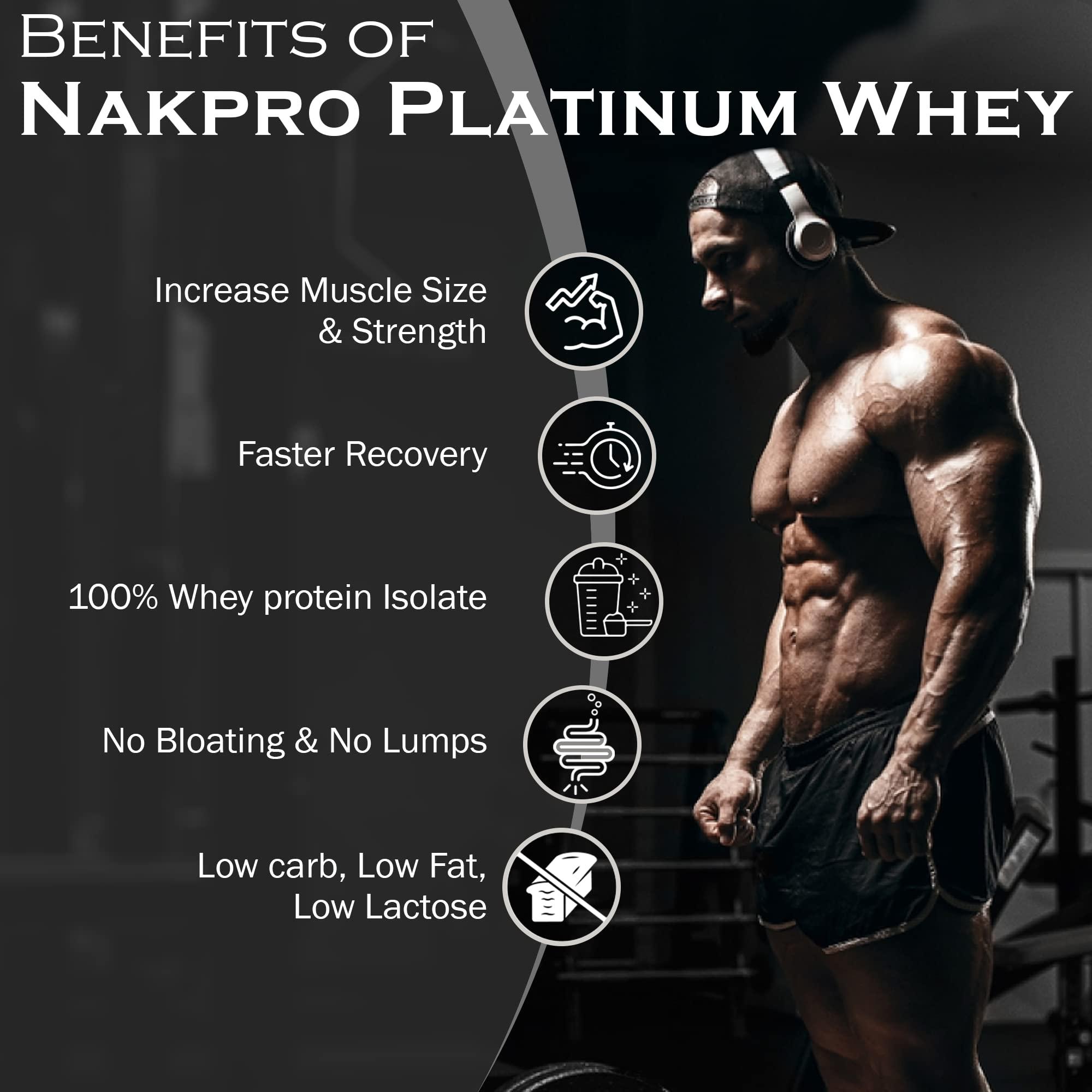 NAKPRO NAKPRO Platinum Whey Protein Isolate 500g Banana | 28g Protein, 6.4g BCAA | Trustified Certified 100% Authentic Supplement Powder & No Adulteration | Low Carbs, Fast Absorbing Whey Protein Powder