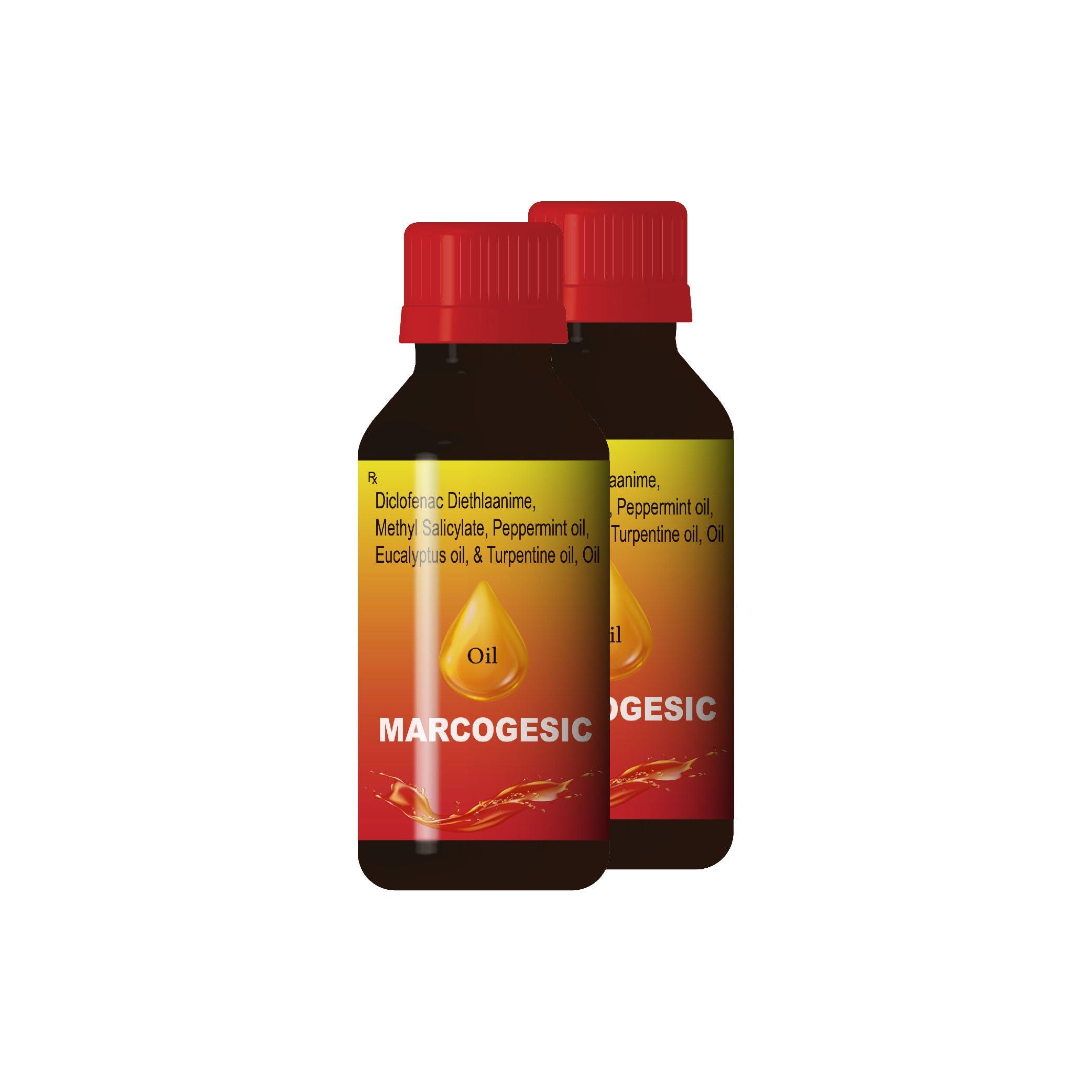 Generic Marcogesic Pain Relief Oil 60 ml (Pack of 2)| Damdar Non Stick Formula With Powerful Ingredients, Perfect For Joint, Muscle,Shoulder, Legs, Knee and Arthritis pain
