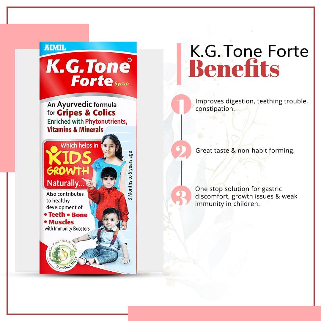 AIMIL AIMIL K.G. Tone Forte Syrup - 100ml (Pack of 6) | Herbal Syrup for Natural Kids Growth and Immunity | For Healthy Development of Teeth, Bones and Muscles | Ayurvedic Formula for Gripes & Colics