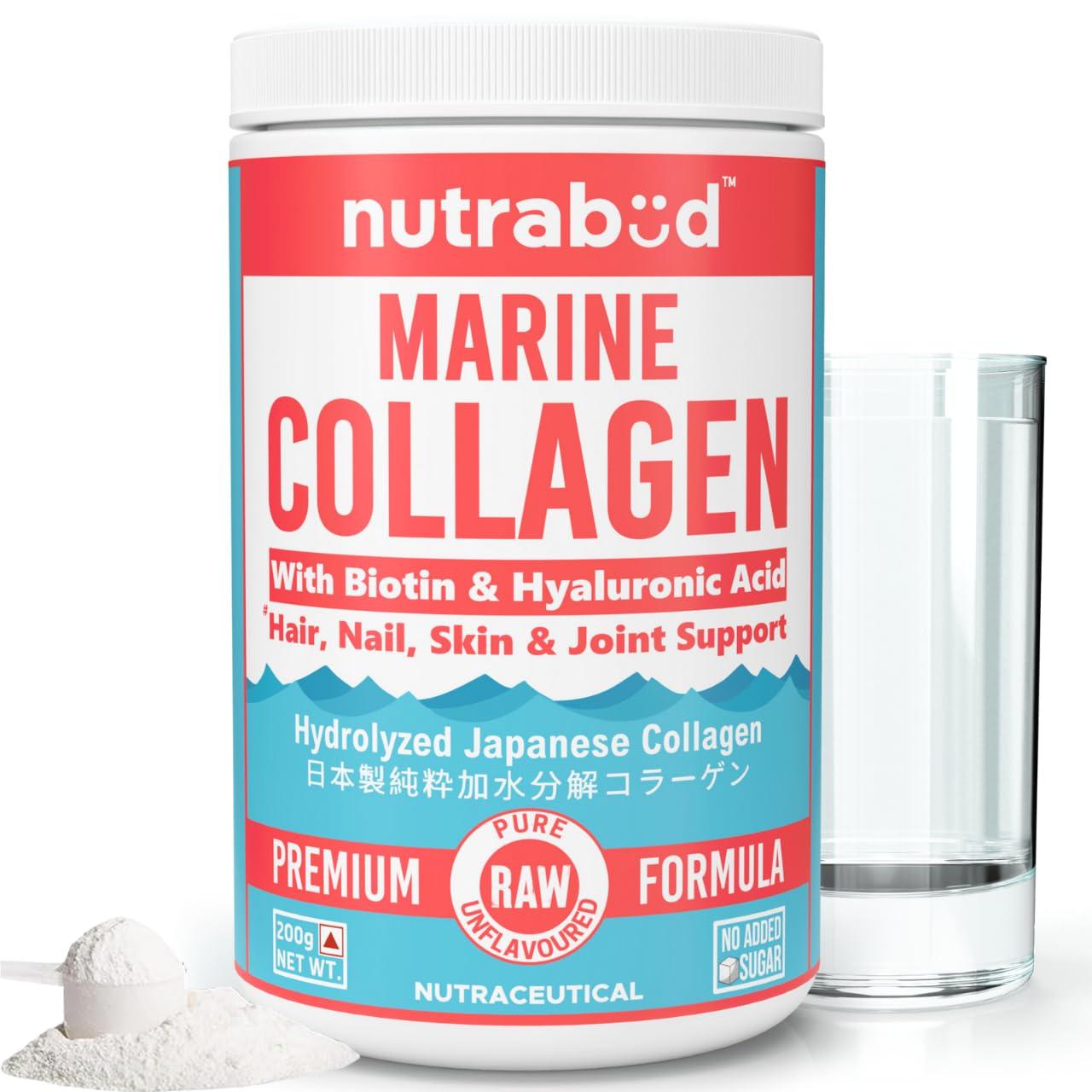 nutrabud Nutrabud Japanese Marine Collagen Powder Supplement for Women,Men|No Added Sugar|Supports Skin Radiance,Healthy Hair,Nails & Joints|Hydrolyzed Collagen Peptides (Unflavoured,200 grams)