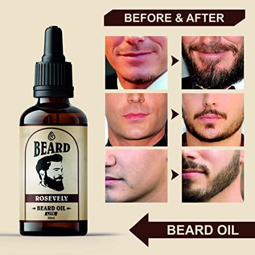 Rosevely Beard Growth Oil For Men Fast Growth Advanced - 30ml - Beard Growth Oil for Patchy Beard, With Redensyl and DHT Booster, Nourishment & Moisturization, No Harmful Chemicals Hair Oil (30 ml)