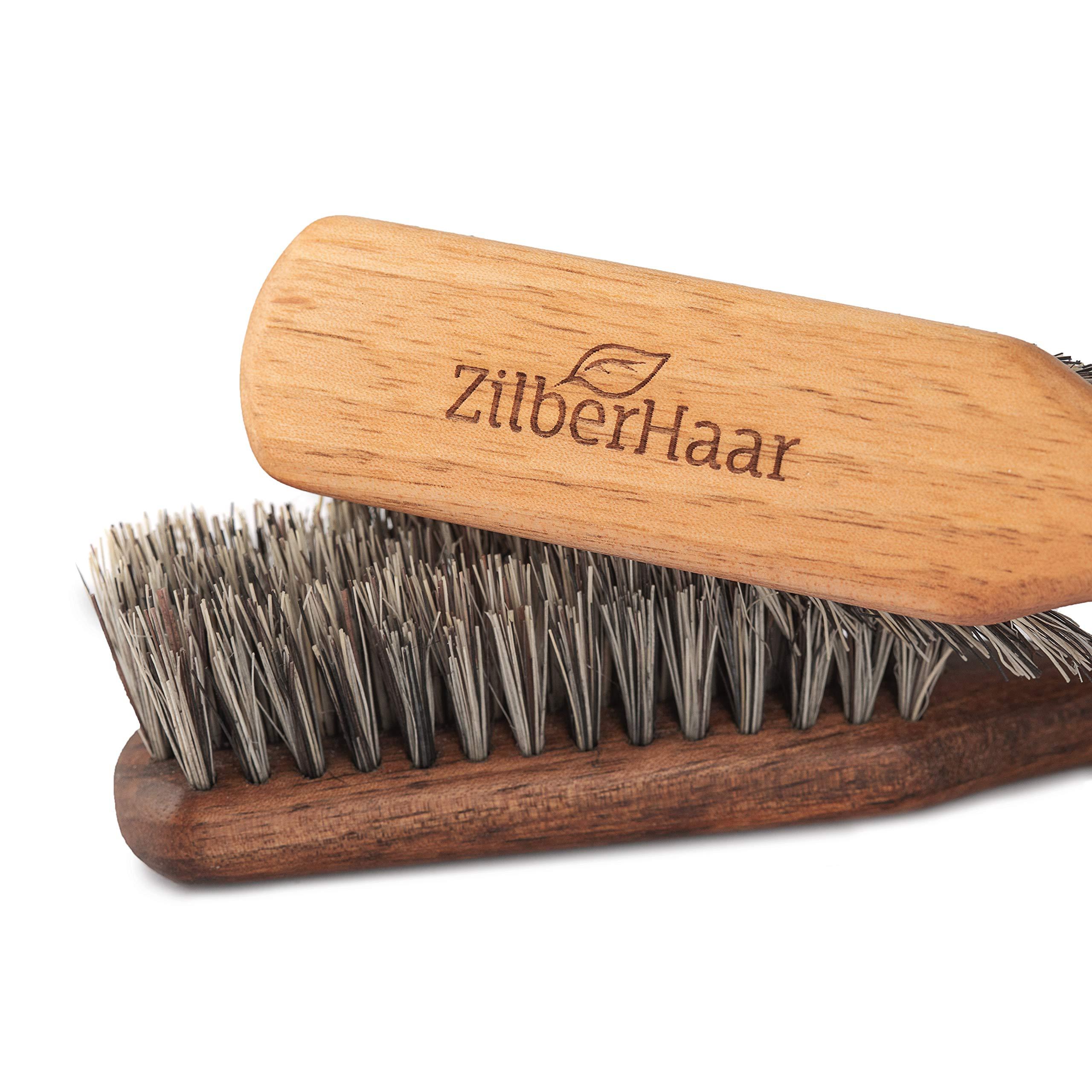 ZilberHaar ZilberHaar Vegan Regular Beard Brush - Stiff Vegetal Bristles - Mexican Tampico Fibers and Deluxe Walnut Wood - Animal-Free - Made in Germany