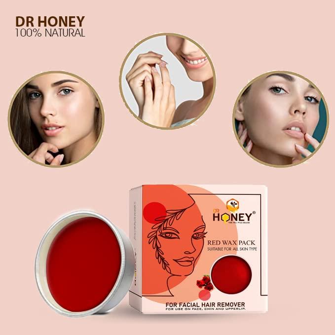 DR HONEY DR HONEY red face wax 80 gram suitable for all skin type for use on face chin and upper lip peel of wax