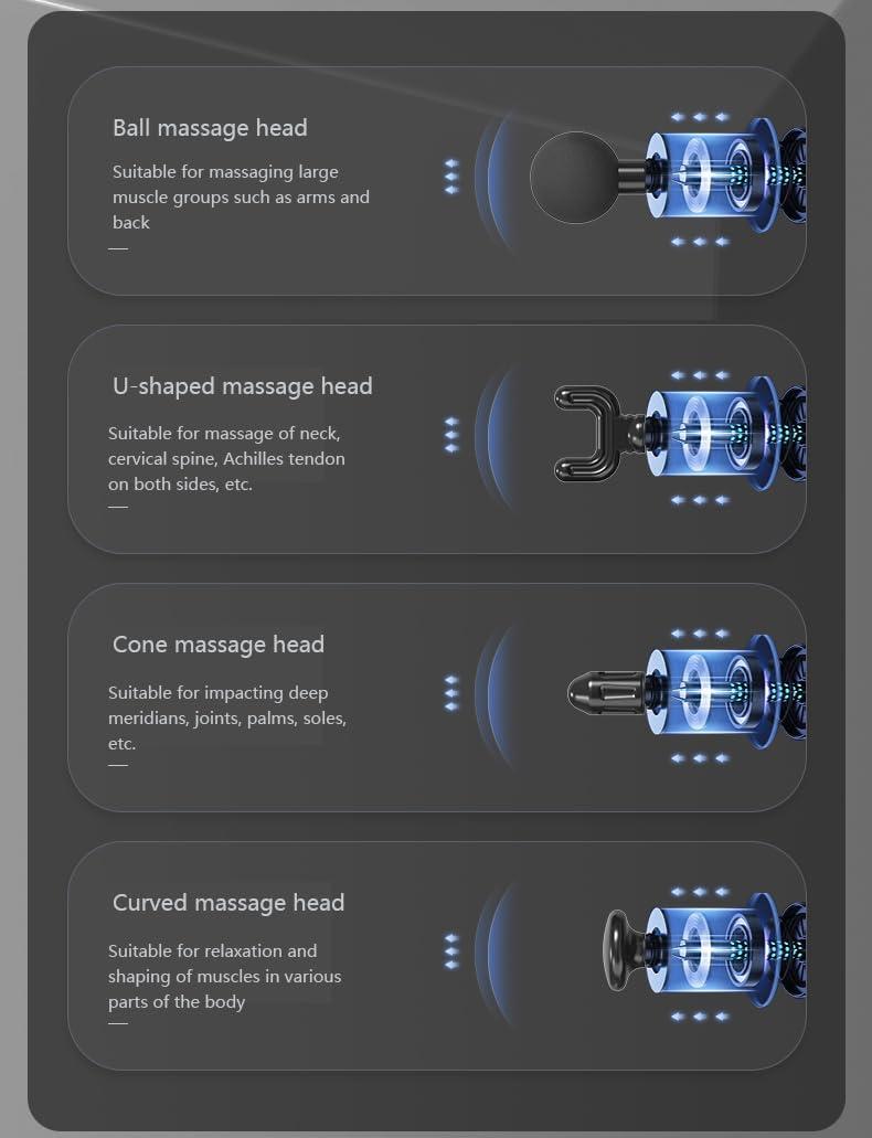 CASSOWARY CASSOWARY Newest Chiropractic Rechargeable Small Facial Gun Deep Tissue Massage Gun with 6 speed setting Portable Electric Handheld Body Massager for Back Neck Pain Relief (Black)