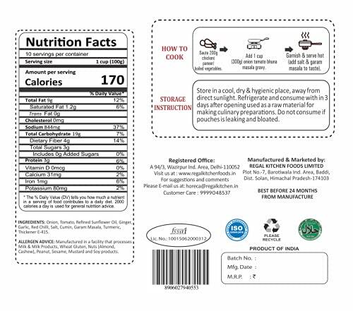 REGAL KITCHEN Regal Kitchen Onion Tomato Bhuna Masala base All-Purpose Gravy 1kg, Ready to Cook Indian Base Masala Curry Paste, Easy to Cook